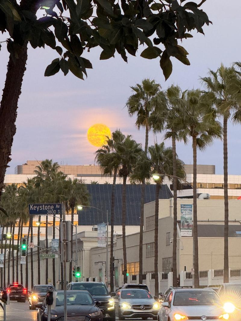 Moonrise over Los Angeles.